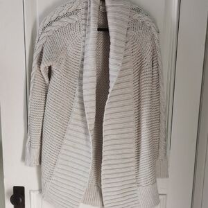 Womens GAP open front vintage chunky knit oatmeal shawl collar cardigan. Size M
